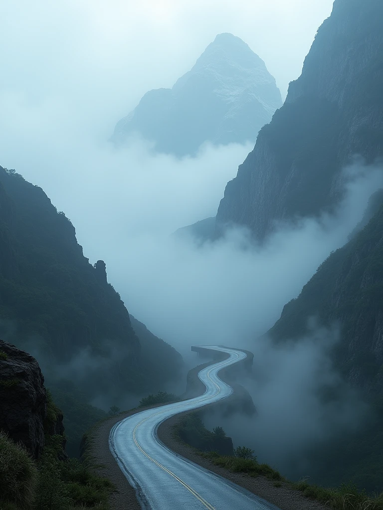 Navigate through the mysterious, fog-covered mountain roads, captured in breathtaking Ultra HD detail.