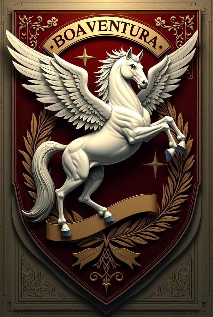 Boaventura family emblem with the name Boaventura with a Pegasus