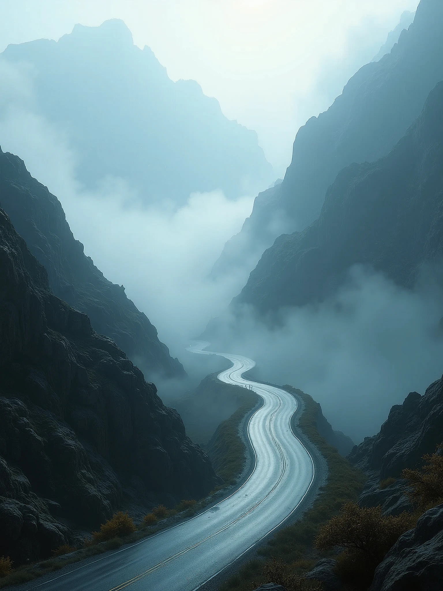 Navigate through the mysterious, fog-covered mountain roads, captured in breathtaking Ultra HD detail.