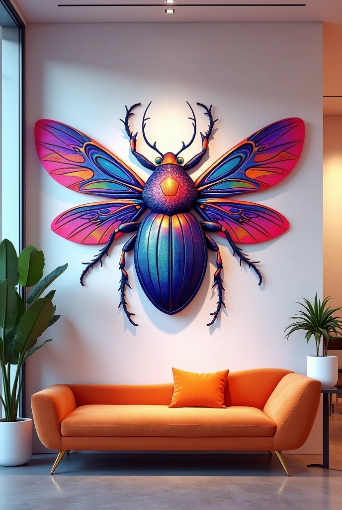 A drawing of Instagram art on the wall (insect)