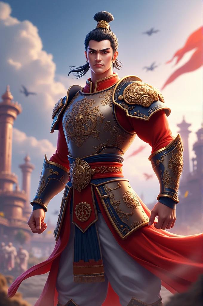 Create an animated image of the character Sun Ce from the game honor of kings