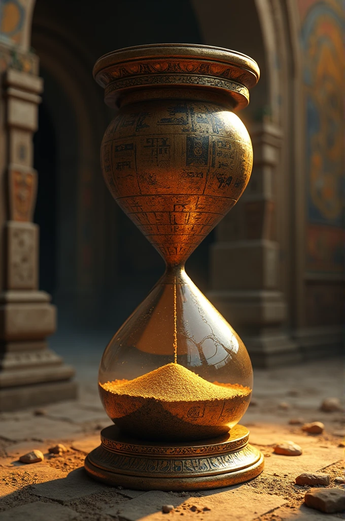 Hourglass with hieroglyphic codes