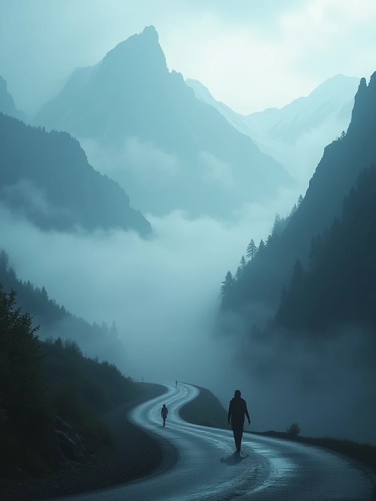Experience the eerie beauty of foggy mountain roads, where the misty veil adds an air of intrigue, all in stunning Ultra HD quality