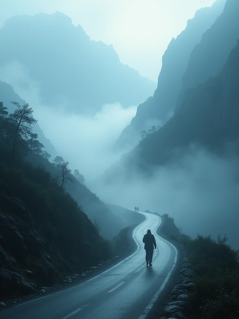 Experience the eerie beauty of foggy mountain roads, where the misty veil adds an air of intrigue, all in stunning Ultra HD quality