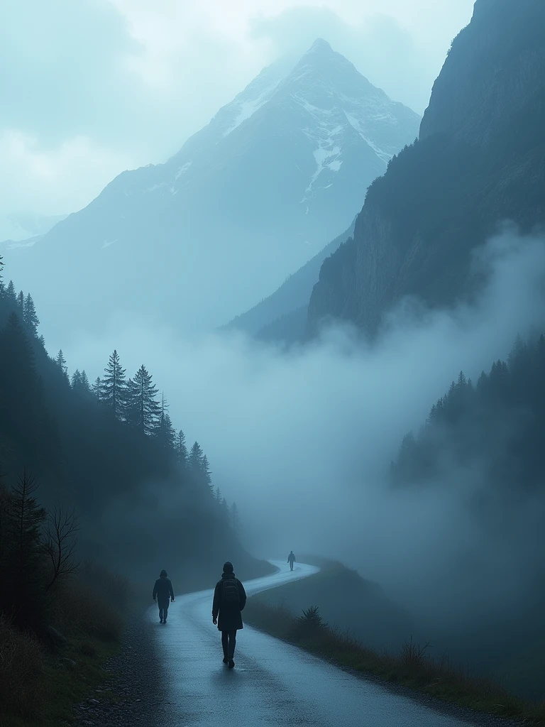 Experience the eerie beauty of foggy mountain roads, where the misty veil adds an air of intrigue, all in stunning Ultra HD quality