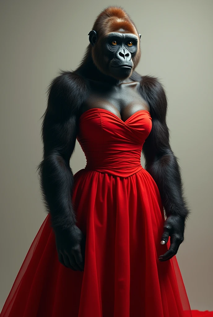 Gorilla in red dress