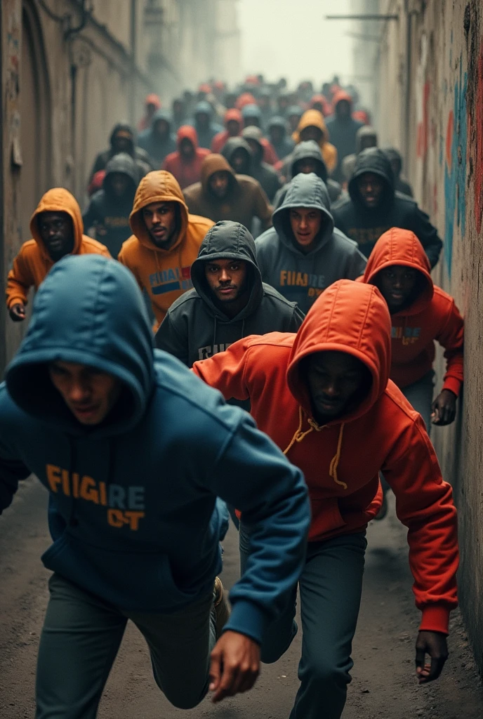 I want to create many people with the hoodies on running in a small space