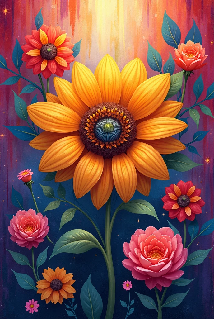 A carnival flag with flowers related to self-love 
