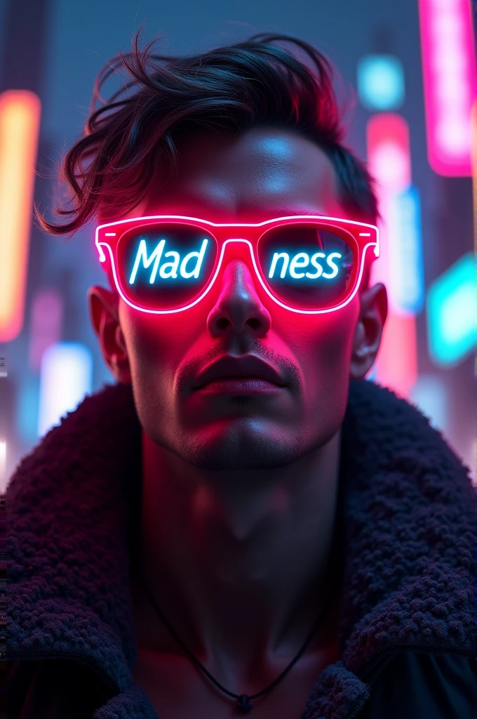 Neon glasses with the name Madness written on them