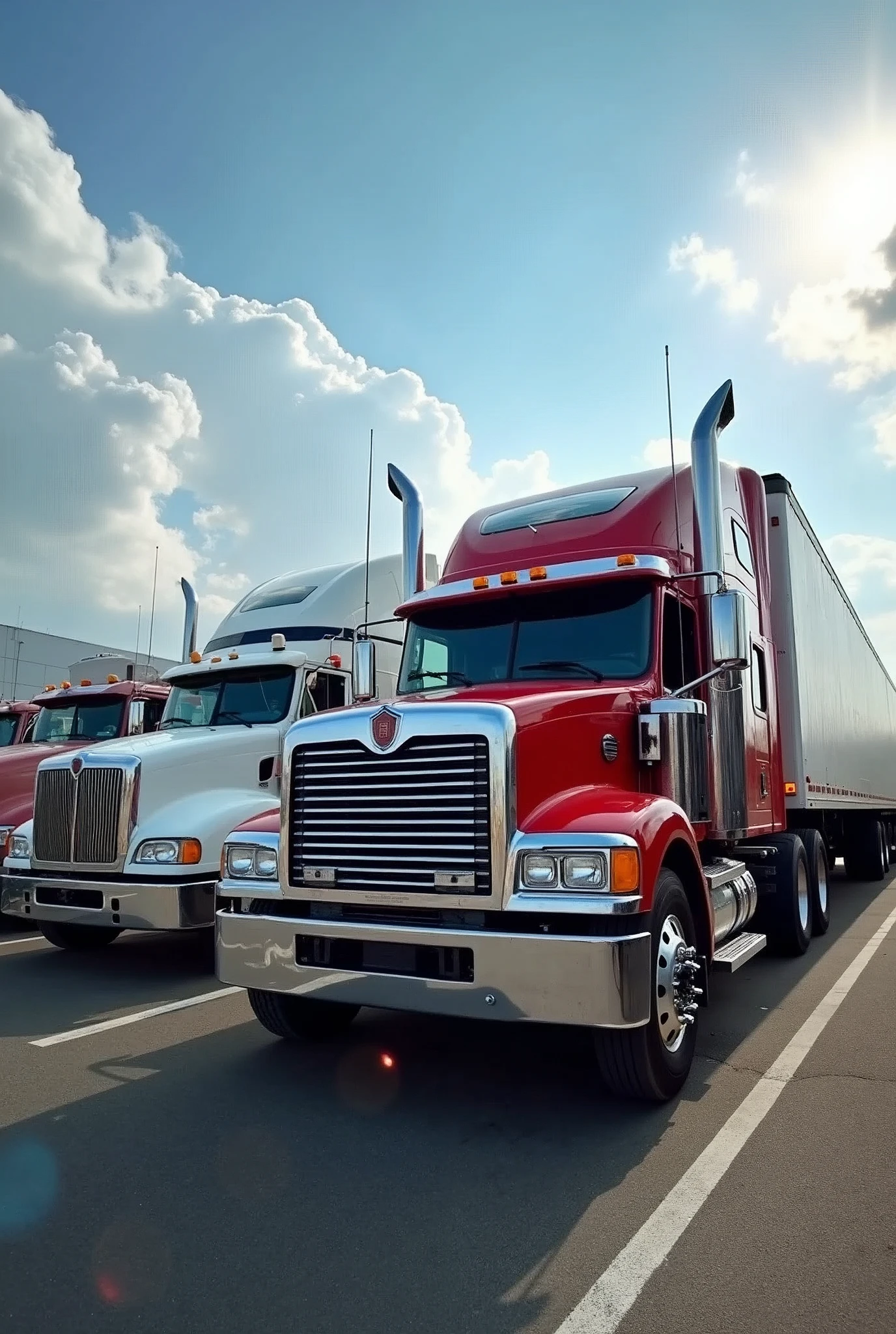fleet of profiled trucks