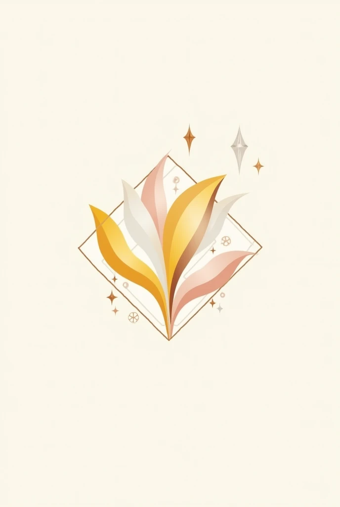 Create a jewelry logo with yellow white and pink color, easy, flower and diamond