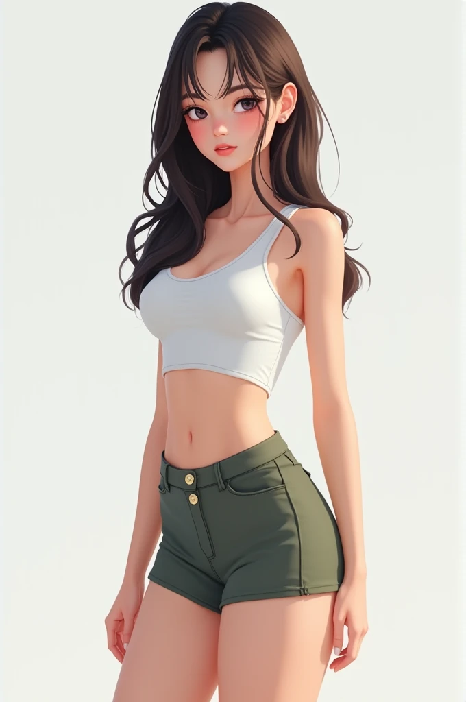  girl wearing a skirt with a white top thin legs and t small tight butt