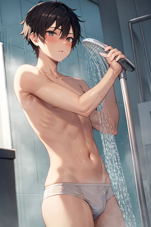 Boy taking a shower 