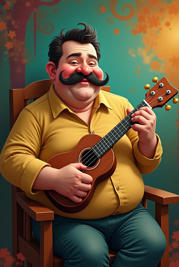 Mr ukulele with mustache
