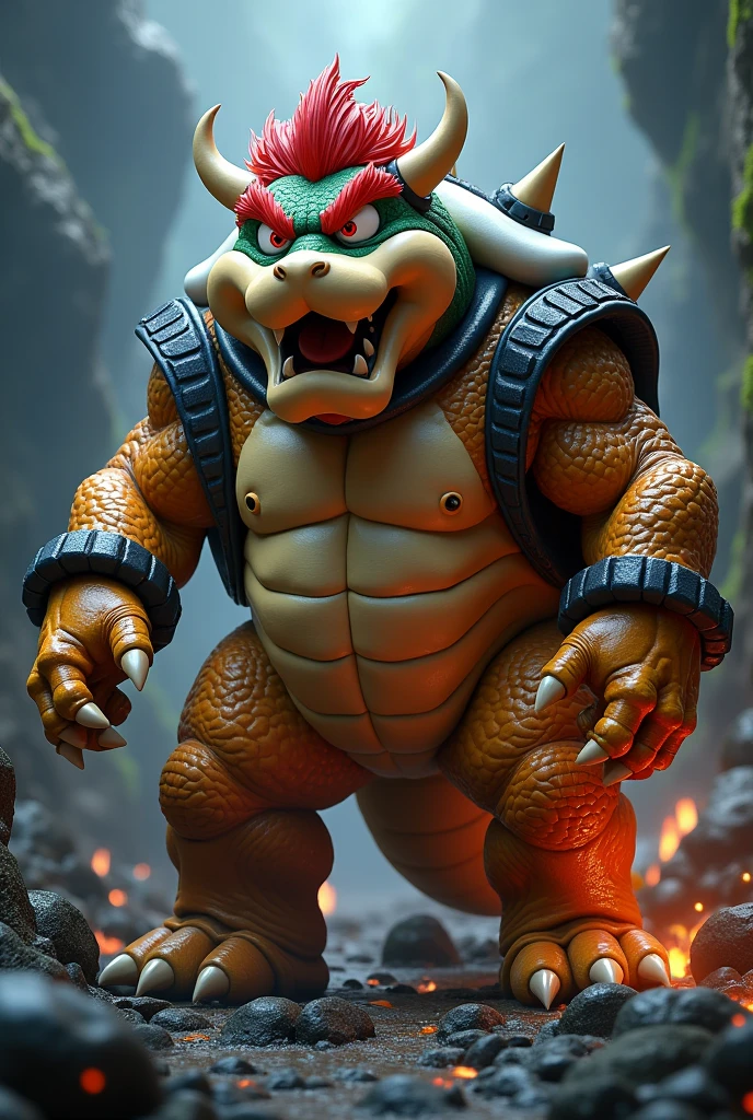 DRAGON BOWSER WITH MUSCULAR BODY AND TINY LEGS