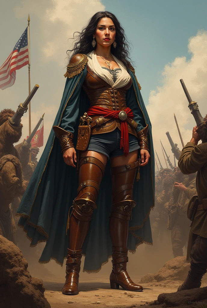 Manuela Sáenz becomes a heroine taking into account everything she did in her time. Full body from head to toe using the 8-headed cannon
