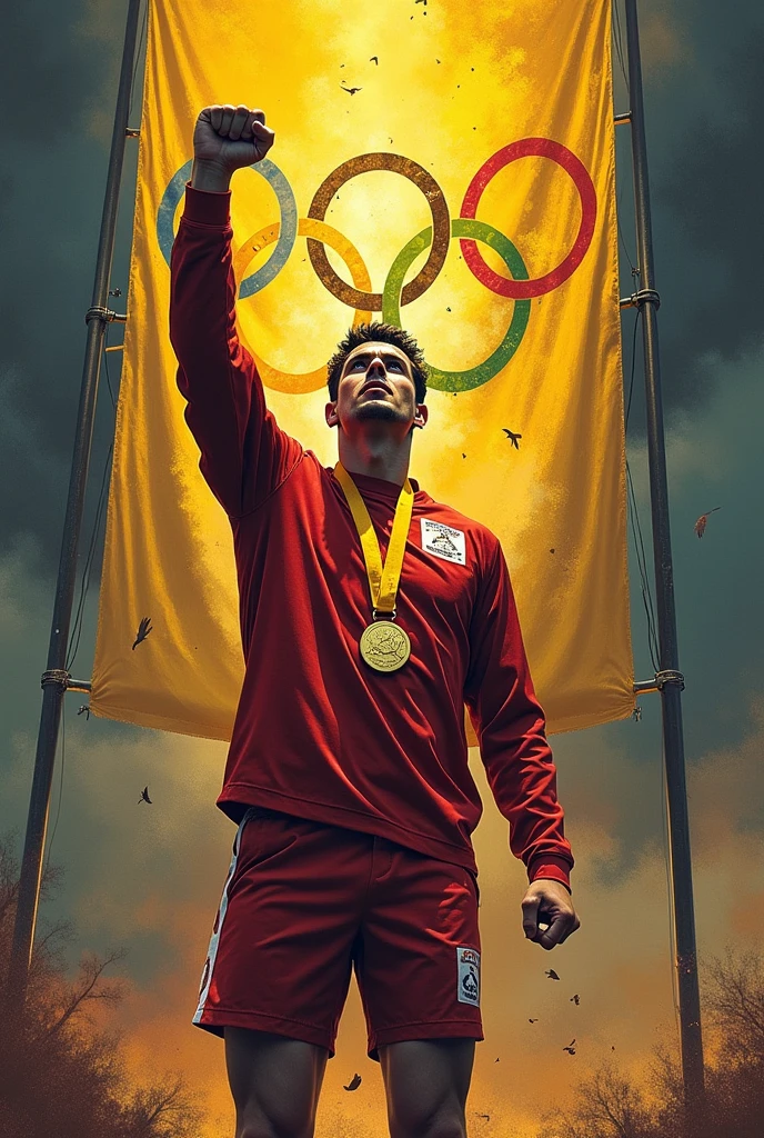 Olympic gold medalist banner in complaint