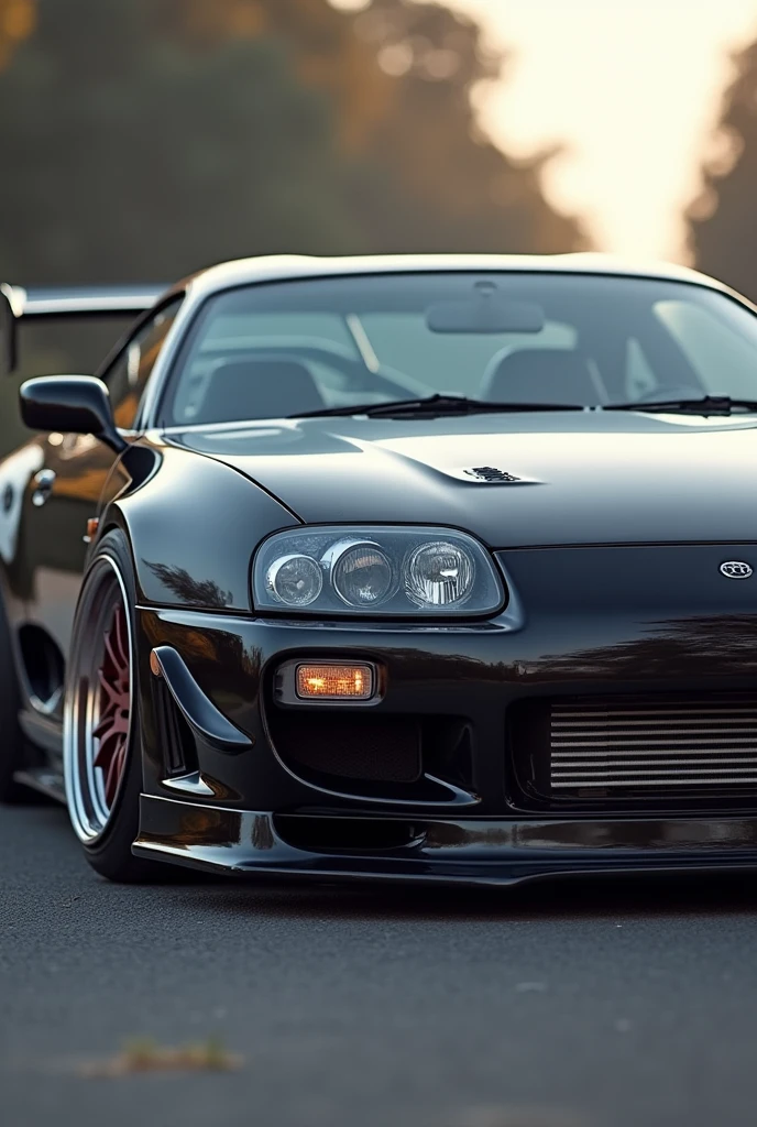 Create an image running a Nissan GTR with a Toyota Supra Mk4