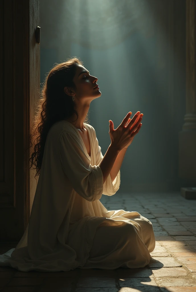Woman with a deep intimacy with God on her knees