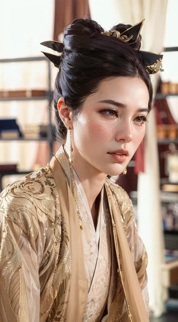 wuxia, Chinese clothes, hourglass figure, large breasts, big hips, masterpiece, best quality, ultra detailed, realistic