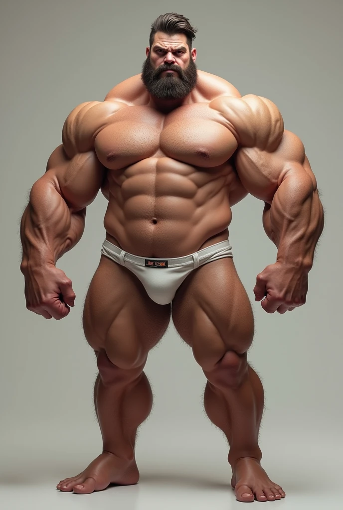 An adult muscle man with big penis outside his underwear
