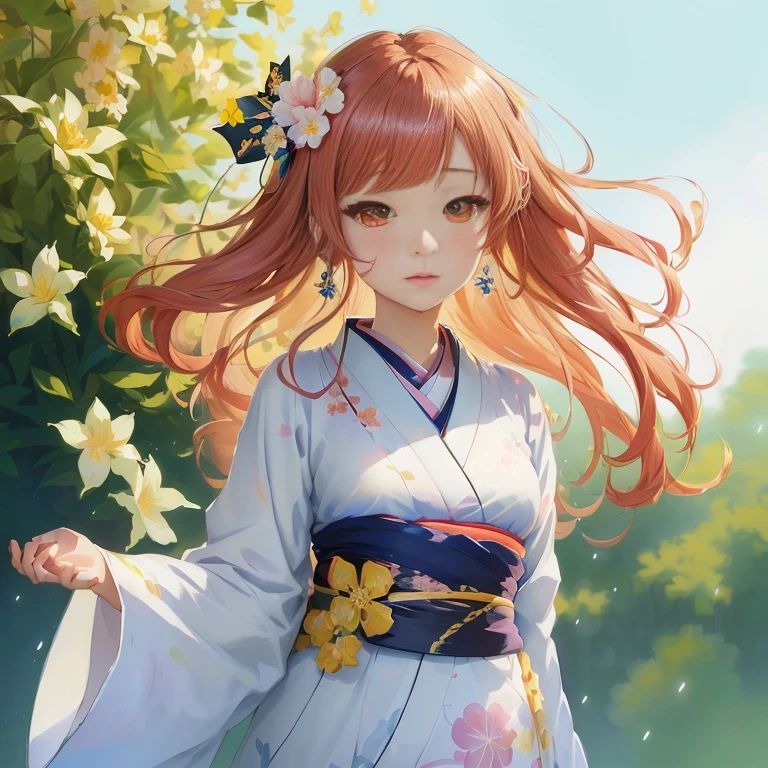 anime girl in a kimono outfit with a flower in her hair, beautiful anime portrait, painted in anime painter studio, beautiful anime girl, anime style 4 k, made with anime painter studio, marin kitagawa fanart, anime style portrait, pretty anime girl, anime visual of a cute girl, young anime girl, high quality anime artstyle, digital anime illustration