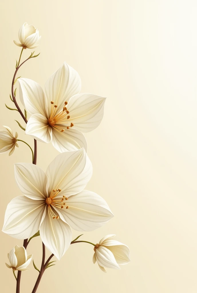 elegant, flores, stylized, dorado, beige, white, 