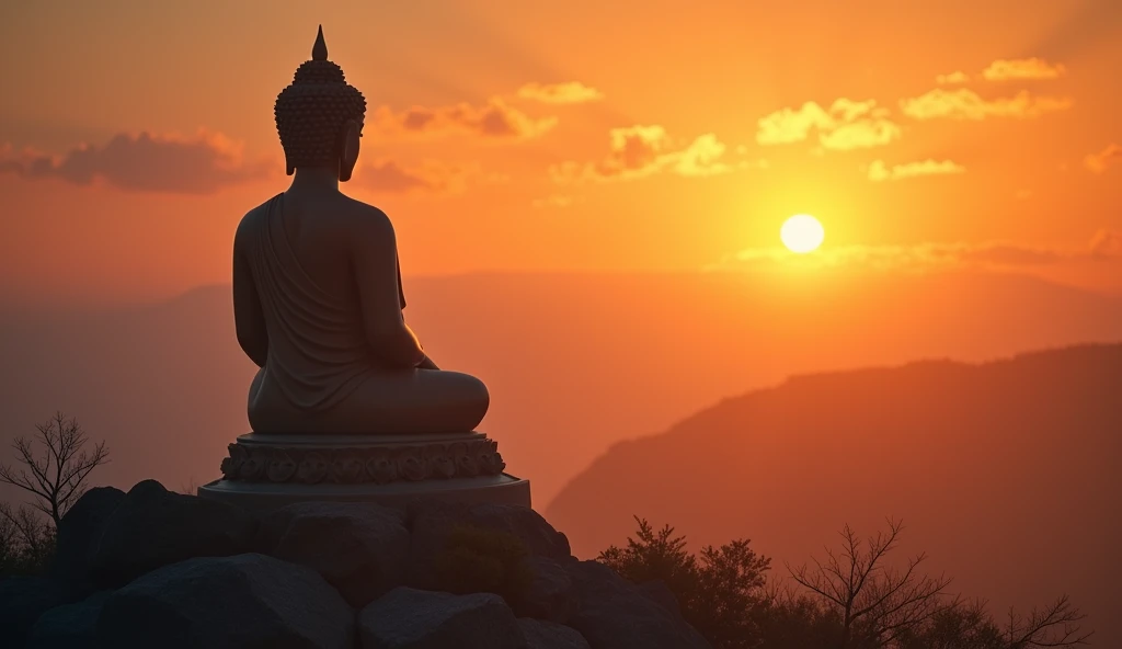 standing buddha watching the sun