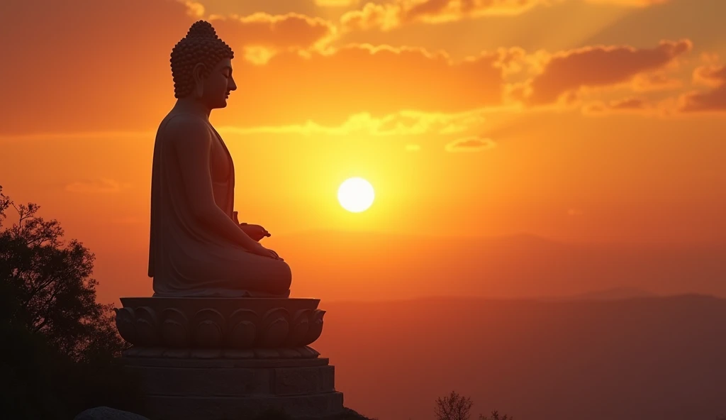 standing buddha watching the sun