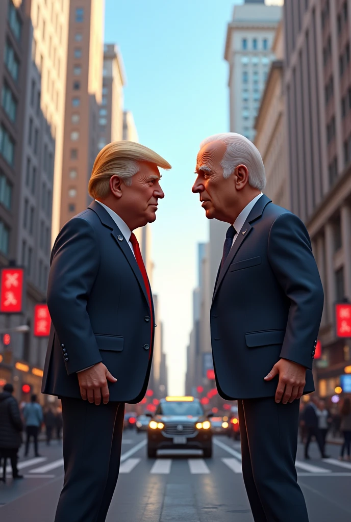 Donald Trump vs. Joe Biden in the city of USA 3D Animation 