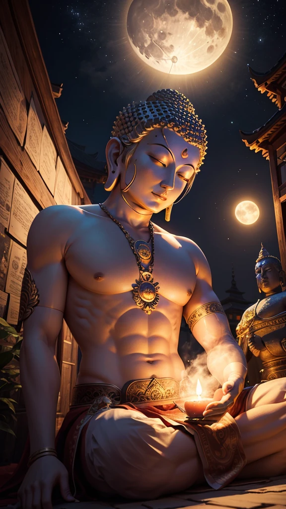 Buddha enlightment in the full moon
