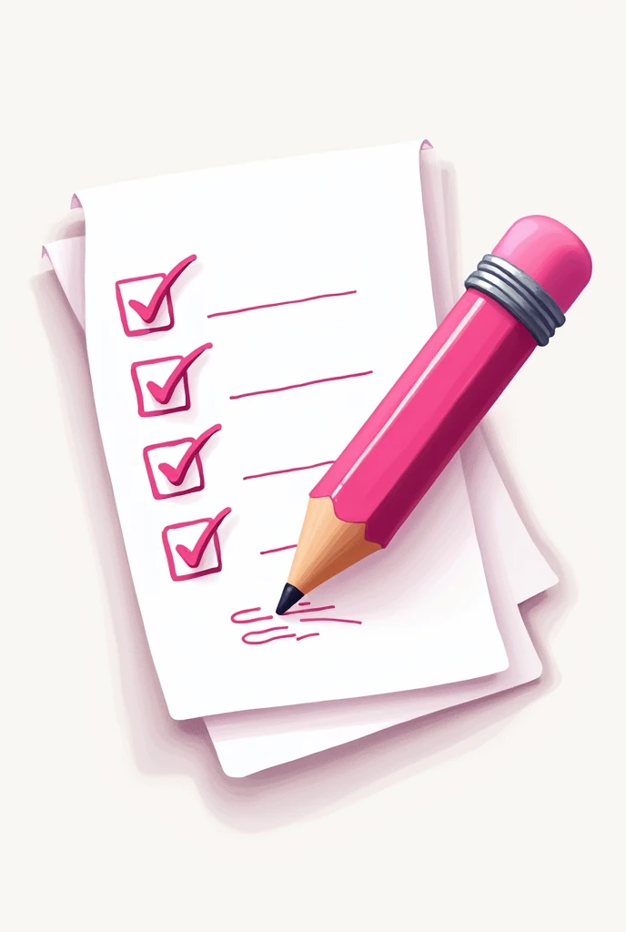 Create an Icon: A pink pencil writing on a checklist.