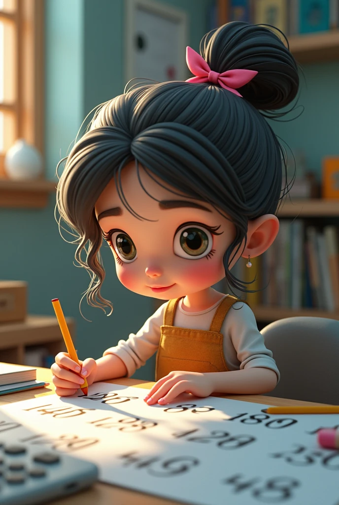 girl, 3d, mathematics, numbers in hand, solving maths


