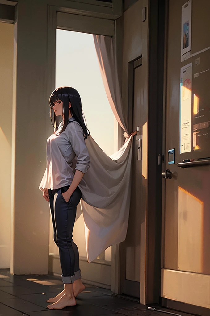 woman standing with pants down