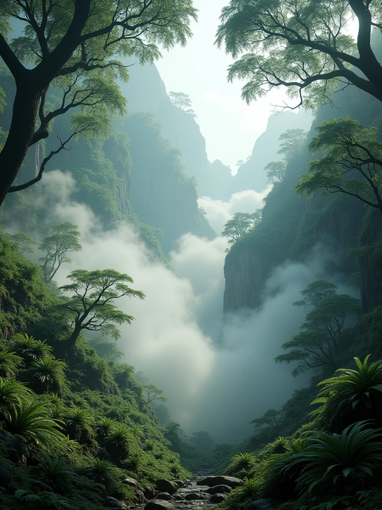 Experience the deep, mysterious fog as it weaves through the dense mountain jungle, captured in stunning Ultra HD detail.