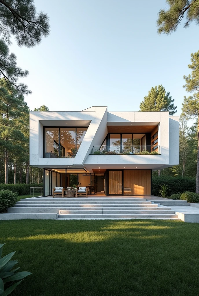 One-story house with interlocking shapes