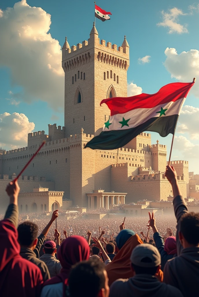 Aleppo Citadel, Syrians and Syrian flag