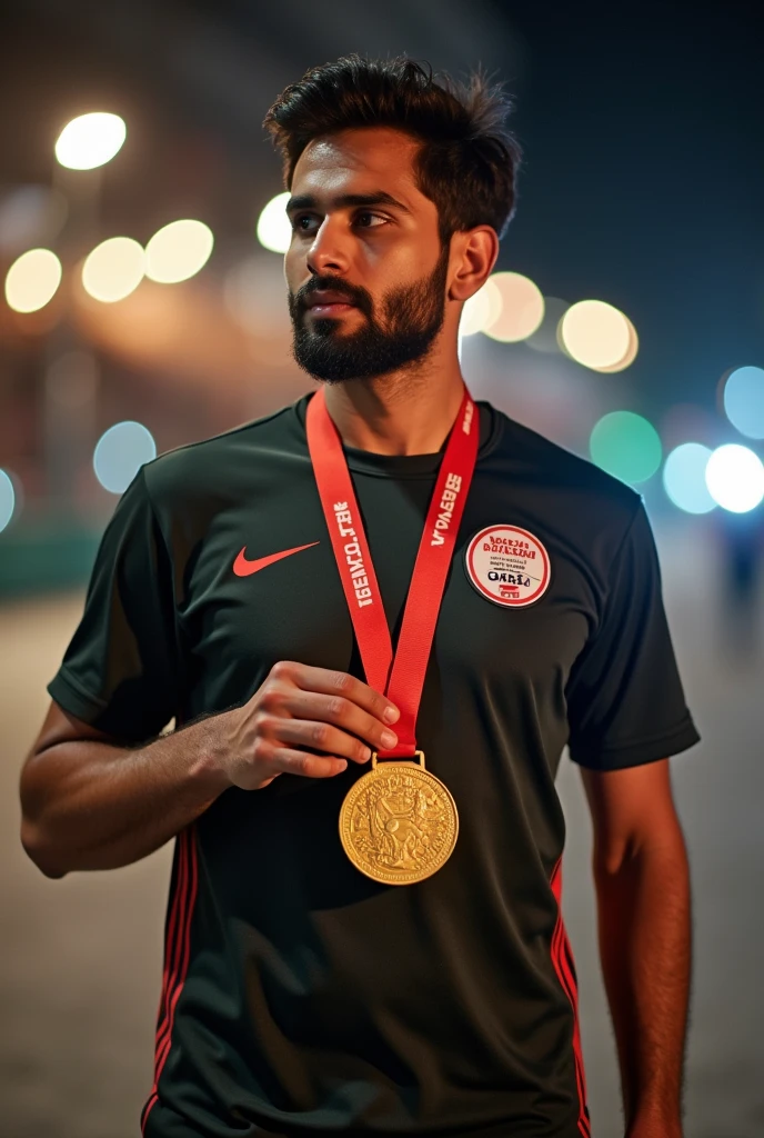 Base model of a handsome indian man, in the Olympic stadium, homoerotic, masterpiece, , handsome face, posing for photo shoot, ultra HD, 16k resolution, handsome face, beautiful eyes, messy hair, , (wearing indian Olympic team Jersey), penis,nsfw,gay, Olympic games 