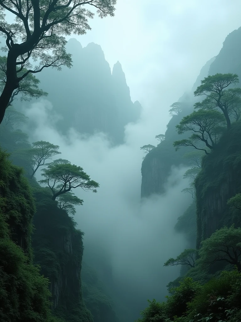 Explore the haunting beauty of fog-covered mountain jungles, with every tree and tendril of mist rendered in breathtaking Ultra HD quality