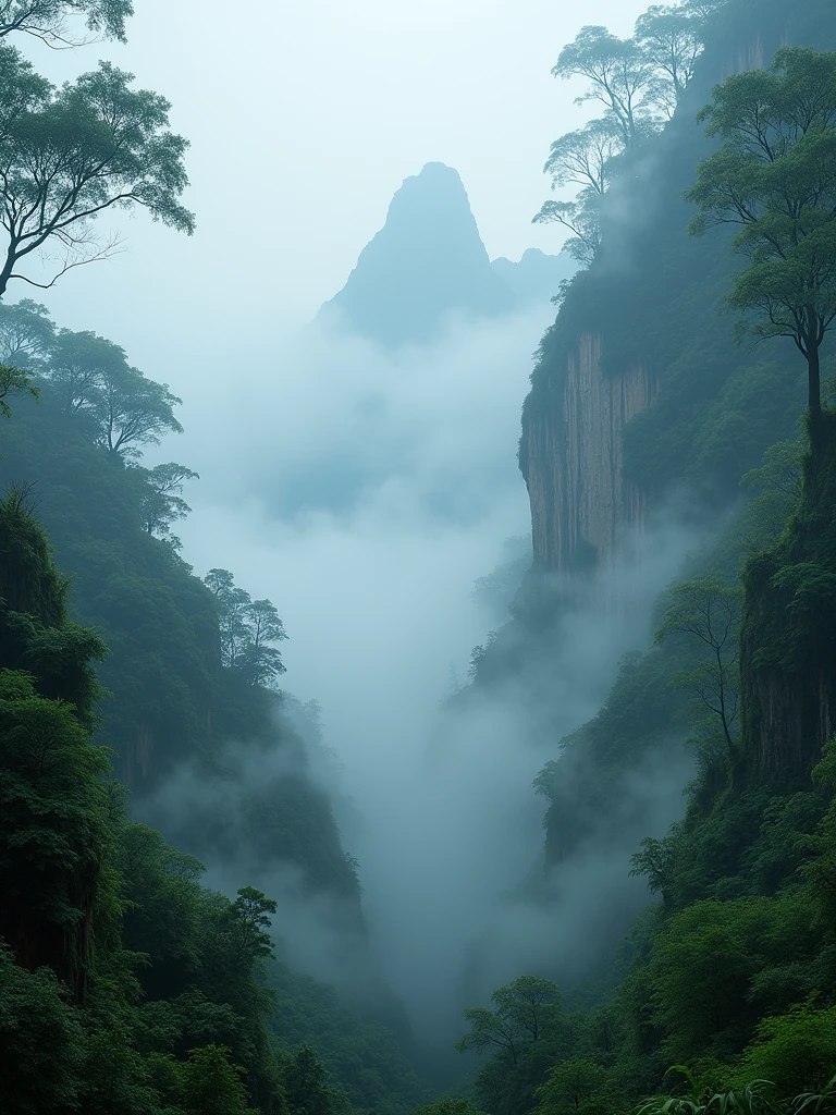 Explore the haunting beauty of fog-covered mountain jungles, with every tree and tendril of mist rendered in breathtaking Ultra HD quality
