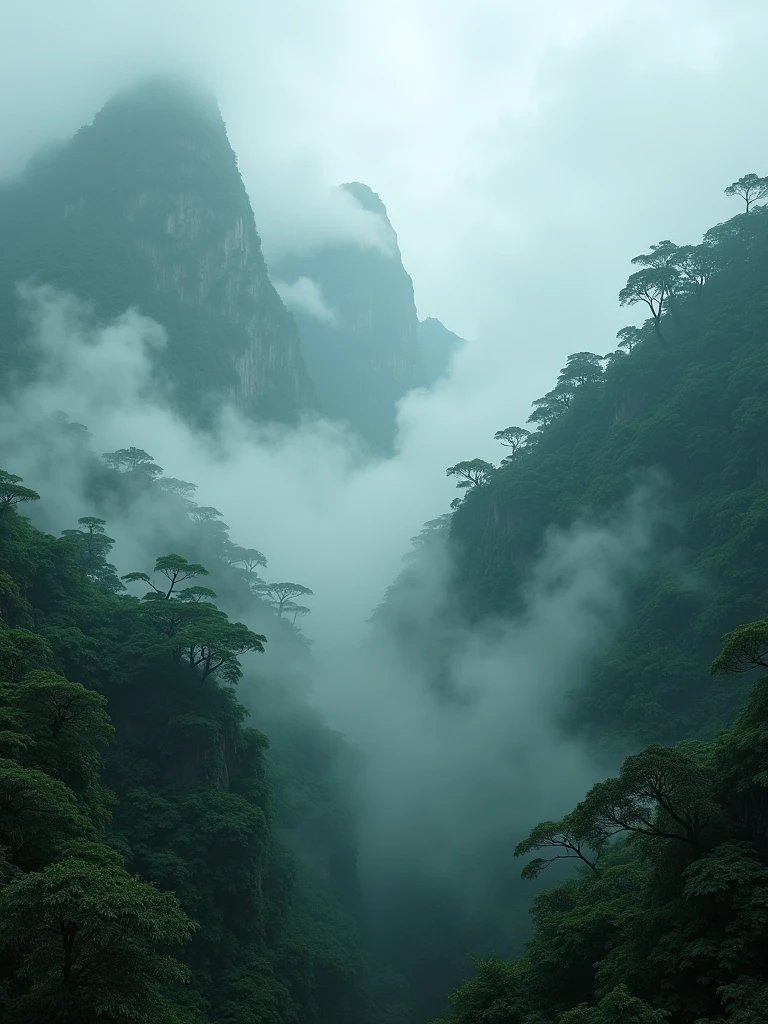 Explore the haunting beauty of fog-covered mountain jungles, with every tree and tendril of mist rendered in breathtaking Ultra HD quality