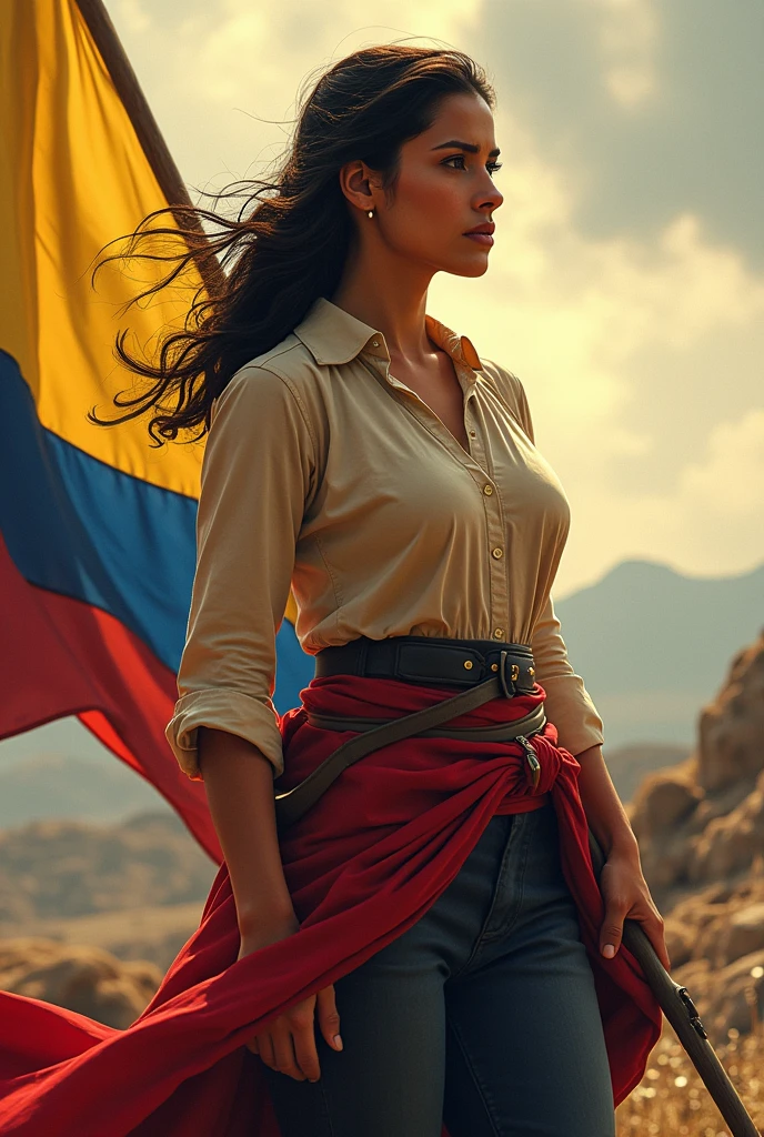 Manuela Sáenz as heroine of Colombian independence full body Fiction 