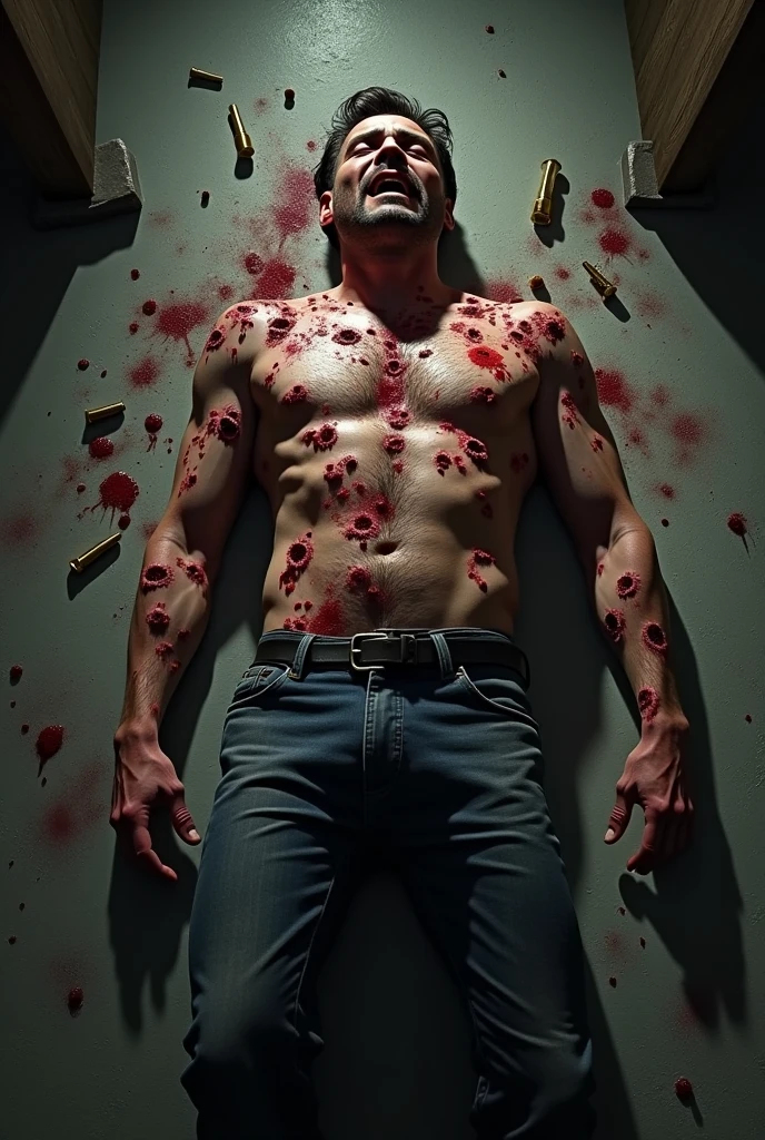 Man with body full of gunshots