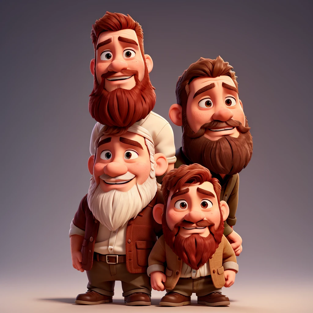 A duo with a light-skinned man with little beard, and a white man with a full, slightly red beard, a little higher than the first