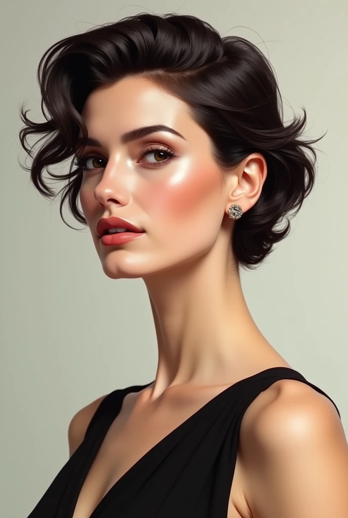 Woman White 40 years old short hair hair model art