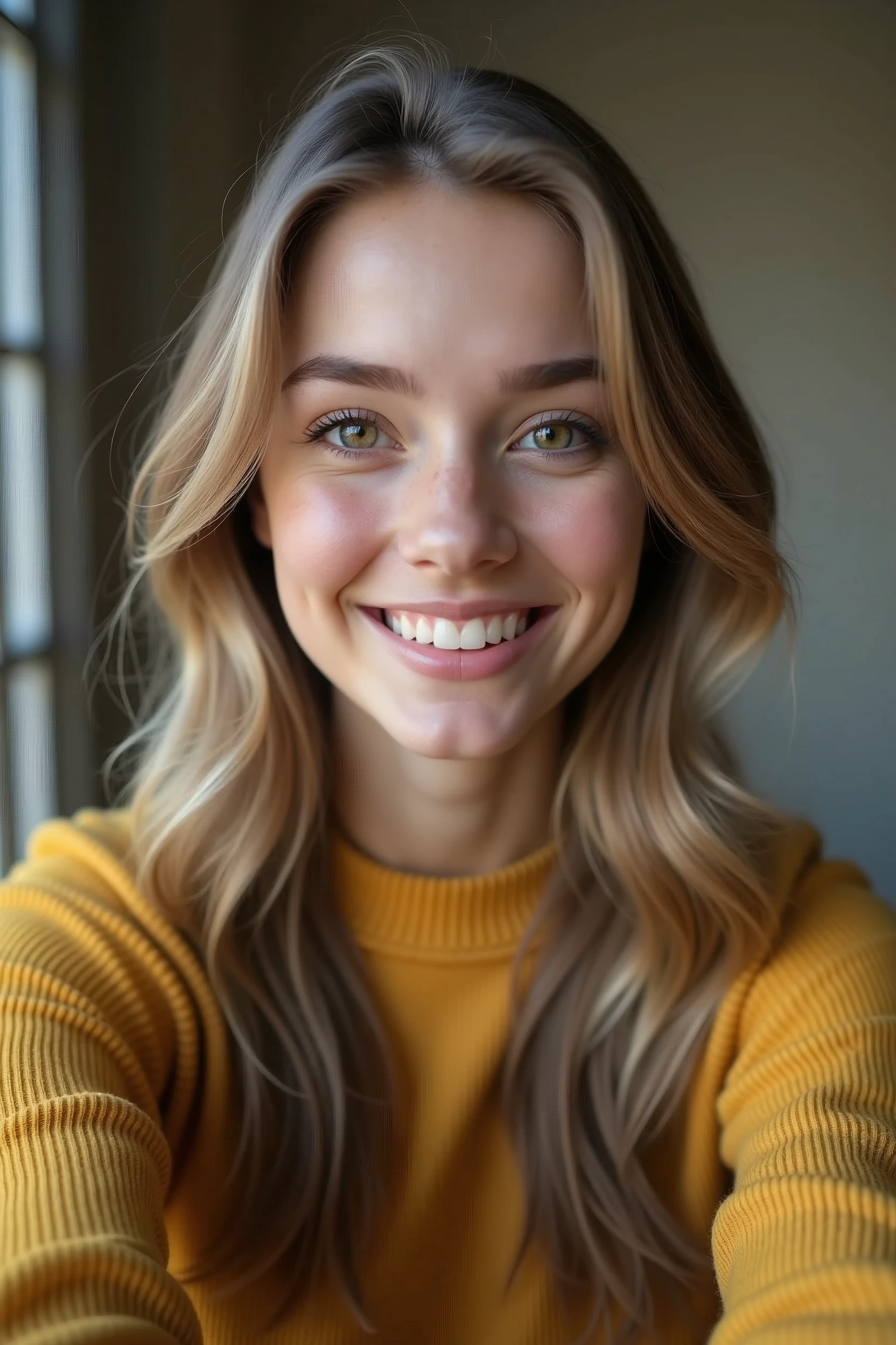 a selfie of a pretty young woman, taken with iphone camera