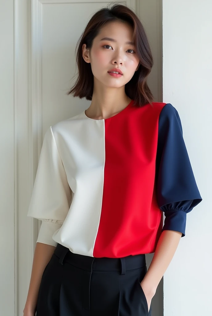 Interclass blouse with the colors of the South Korean flag