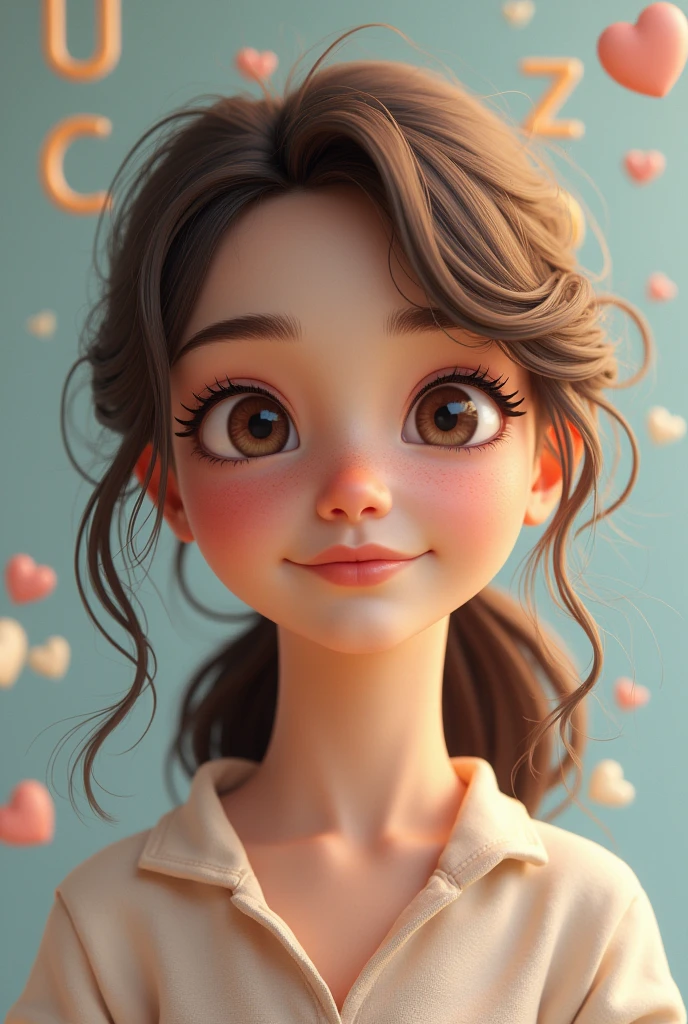 girl, 3d, English letters
