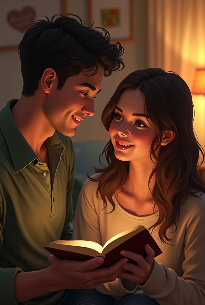 White shirt boyfriend  giving serprise to his girlfriend with the book name five feet apart