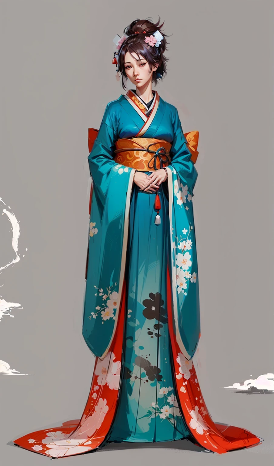 character in Japanese setting. digital painting